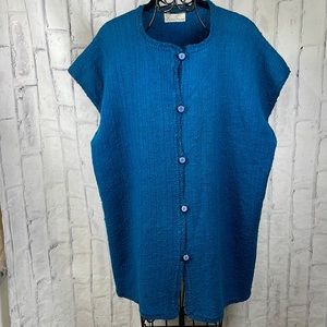 Carol Pritcher Cardigan Sweater Sleeveless Button-Up Handwoven Lagenlook